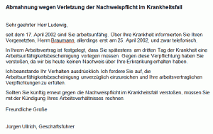 Abmahnung wegen Krankheit Abmahnung wegen Krankheit
