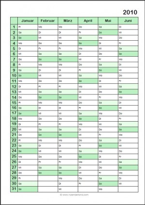 Halbjahreskalender Grün