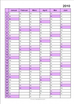 Halbjahreskalender 2010 Violett