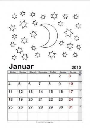 Kalender ausmalen verschiedenes