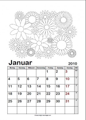 Kalender ausmalen Blumen