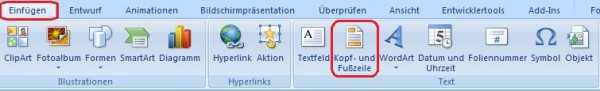 Kopf- und Fußzeile öffnen