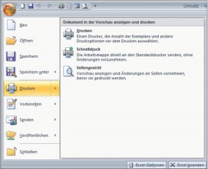 Drucken über Office Schaltfläche