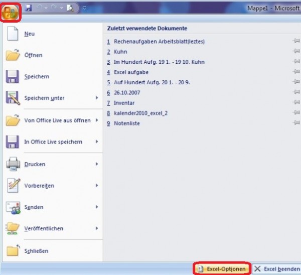 Excel Optionen