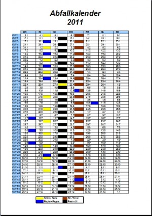 Abfallkalender 2011