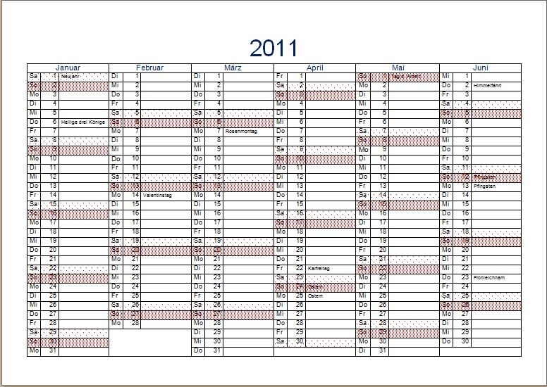 Kalendervorlagen 2011 - Office-Lernen.com