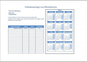 Kalender 2011-Urlaubsanträge von Mitarbeitern