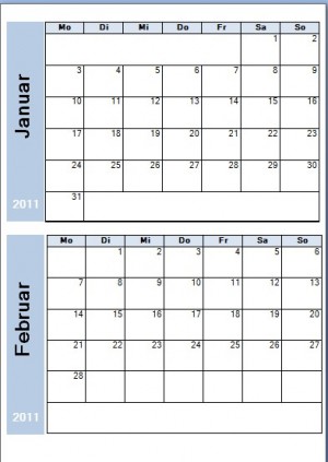 Mini Jahreskalender 2011 (6 Seiten)