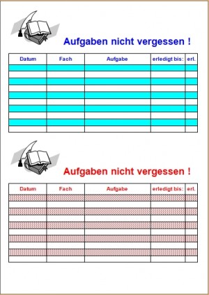 Hausaufgaben nicht vergessen !