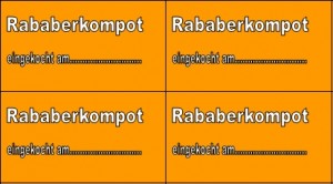 Rababerkompot Etikett