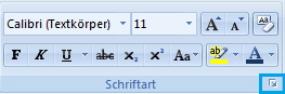 Dialogfeld Schriftart öffnen