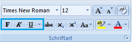 Fett oder Kursiv Schriftart