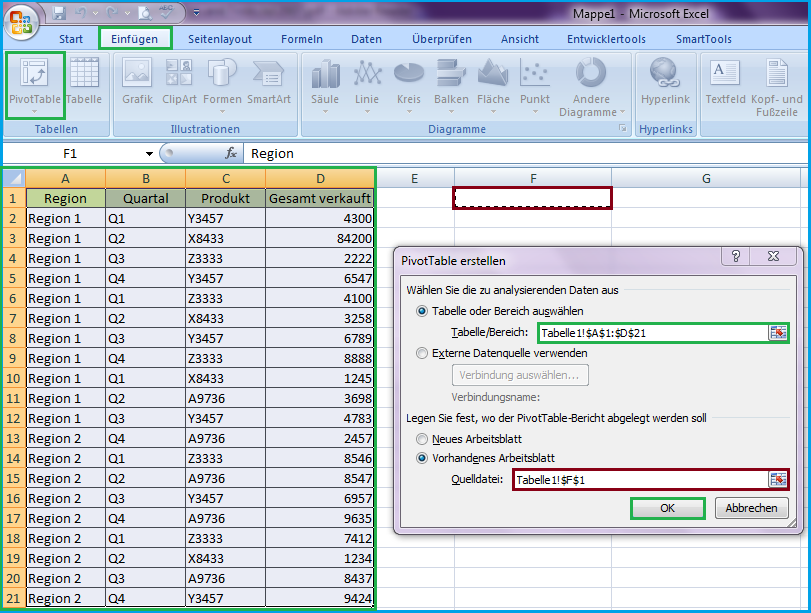 Pivottable In Excel Erstellen Und Bearbeiten Office Lernen Com