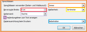 Sprechblasen Optionen Sprechblasen Optionen