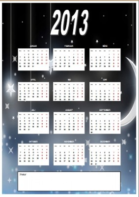 Jahreskalender Sterne 2013 Jahreskalender Sterne 2013