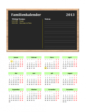 Familienkalender 2013 Familienkalender 2013