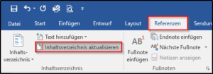 Inhaltsverzeichnis aktualisieren