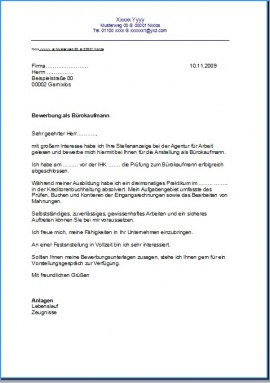 Bewerbung als Bürokaufmann