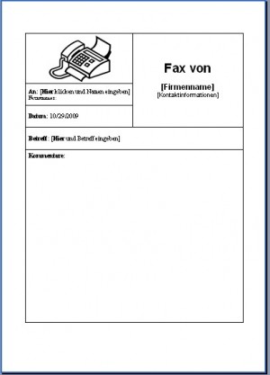 Bussines Fax Vorlage