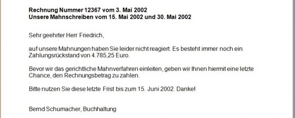 Dritte Mahnung