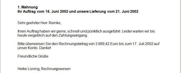 Erste Mahnung