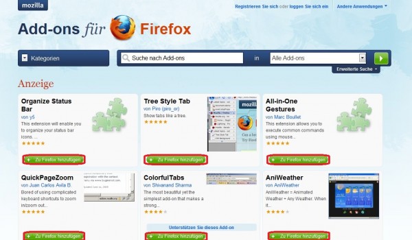 Firefox Add-ons hinzufügen