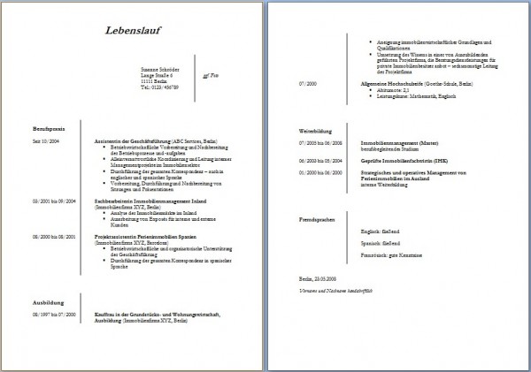 Lebenslauf Muster