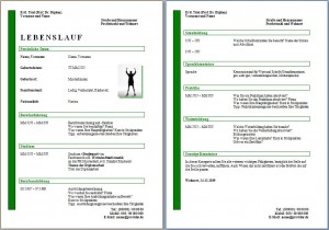 Lebenslauf mit grüner Linie Lebenslauf mit grüner Linie