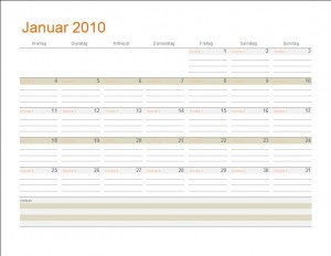 Moderner Kalender 2010