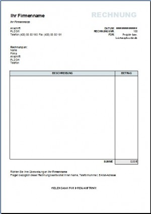 Rechnung mit Berechnung des Gesamtbetrags