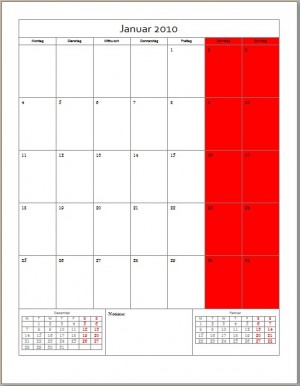 Roter Jahreskalender 2010
