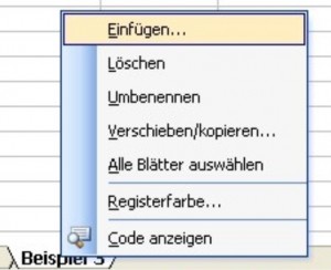Tabellenblatt einfügen Tabellenblatt einfügen
