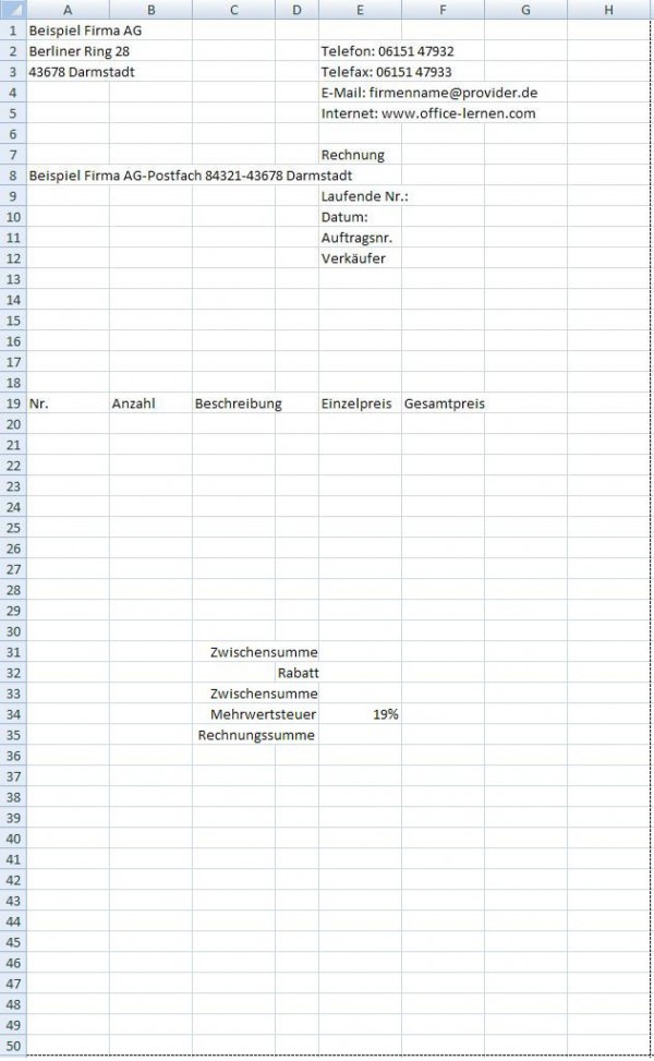     Rechnung schreiben