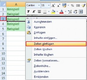 Zellen einfügen Zellen einfügen