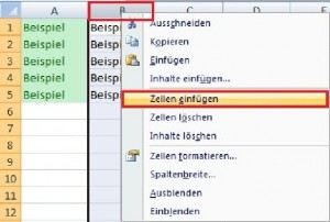 Spalten einfügen Spalten einfügen