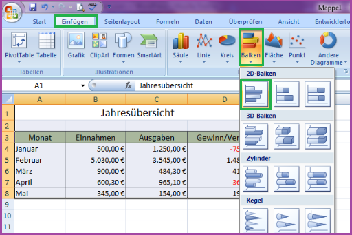 Diagramm In Excel Erstellen Und Bearbeiten Office Lernen Com