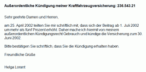 Kündigung Kfz Versicherung
