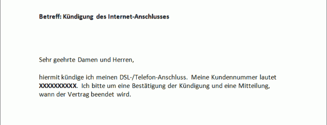 Kündigung des Internet-Anschlusses