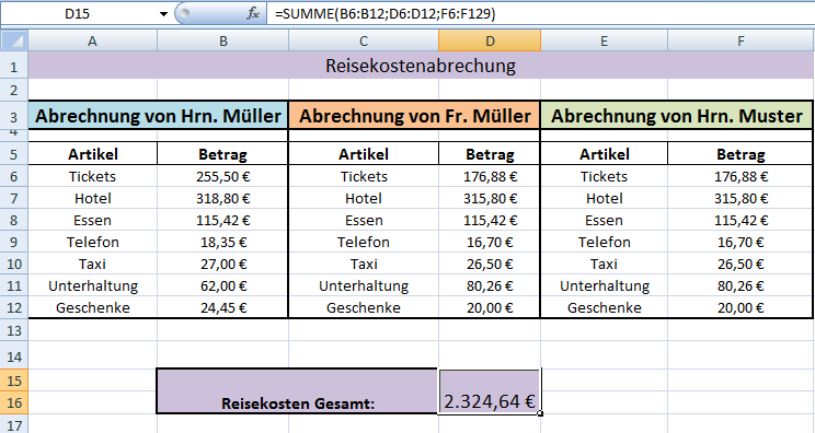 Excel Summenfunktion - Office-Lernen.com