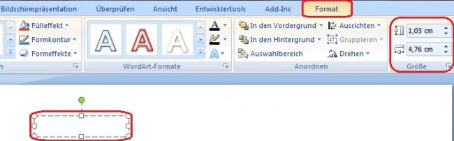 Größe des Textfeldes ändern