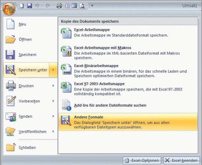 Office Schaltfläche