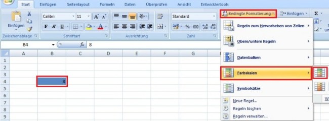 Bedingte Formatierung mit Farben
