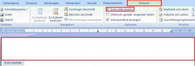Erste Seite anders