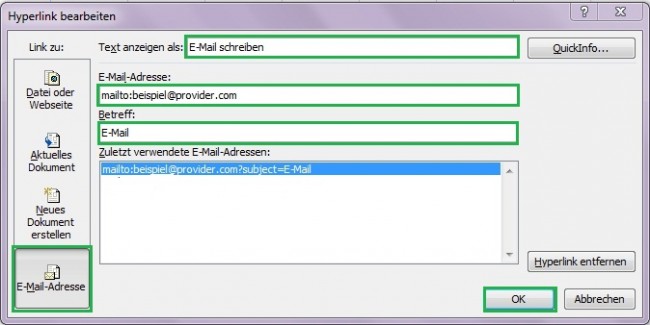 Hyperlink in Excel Tabelle einfügen - Office-Lernen.com - Seite 2 von 2