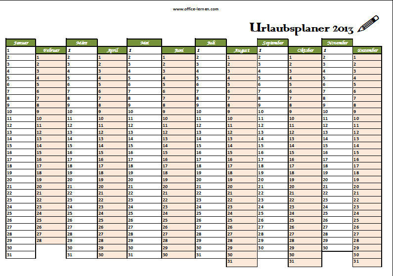 Excel Kalendervorlagen 2013 - Office-Lernen.com