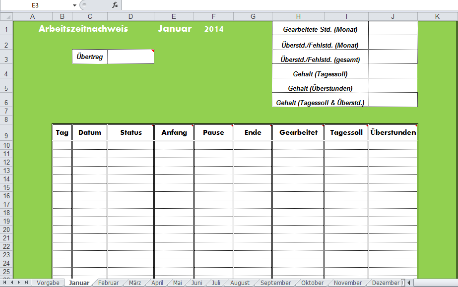 Arbeitszeitnachweis Vorlage mit Excel erstellen - Office ...
