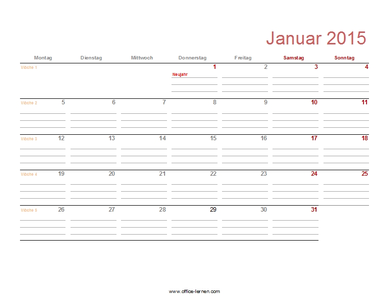 Kostenlose Kalendervorlagen 2015 - Office-Lernen.com - Seite 2 von 2