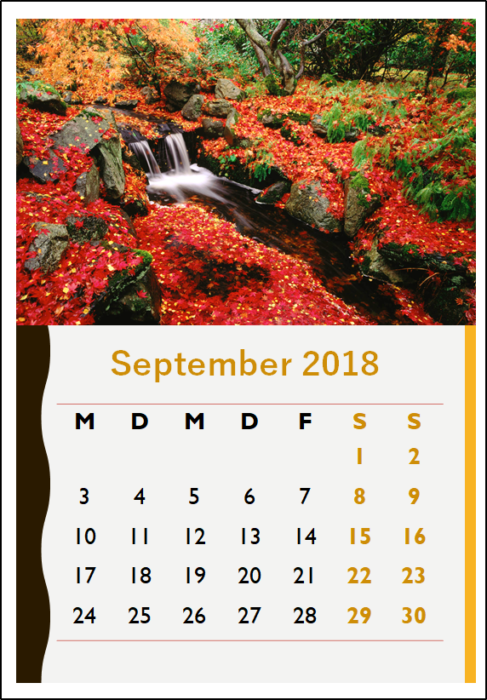 Jahreszeiten Monatskalender 2018