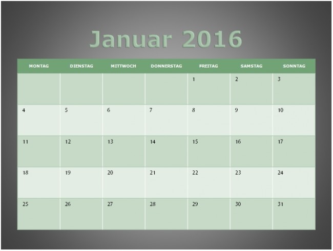 Monatskalender 2016