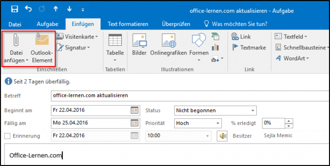 Aufgabenverwaltung mit Outlook - Office-Lernen.com - Seite 3 von 3